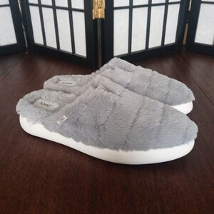 Toms Alpargata Mallow Mule Gray Faux Fur Women Size 7 Gently Worn Like New!